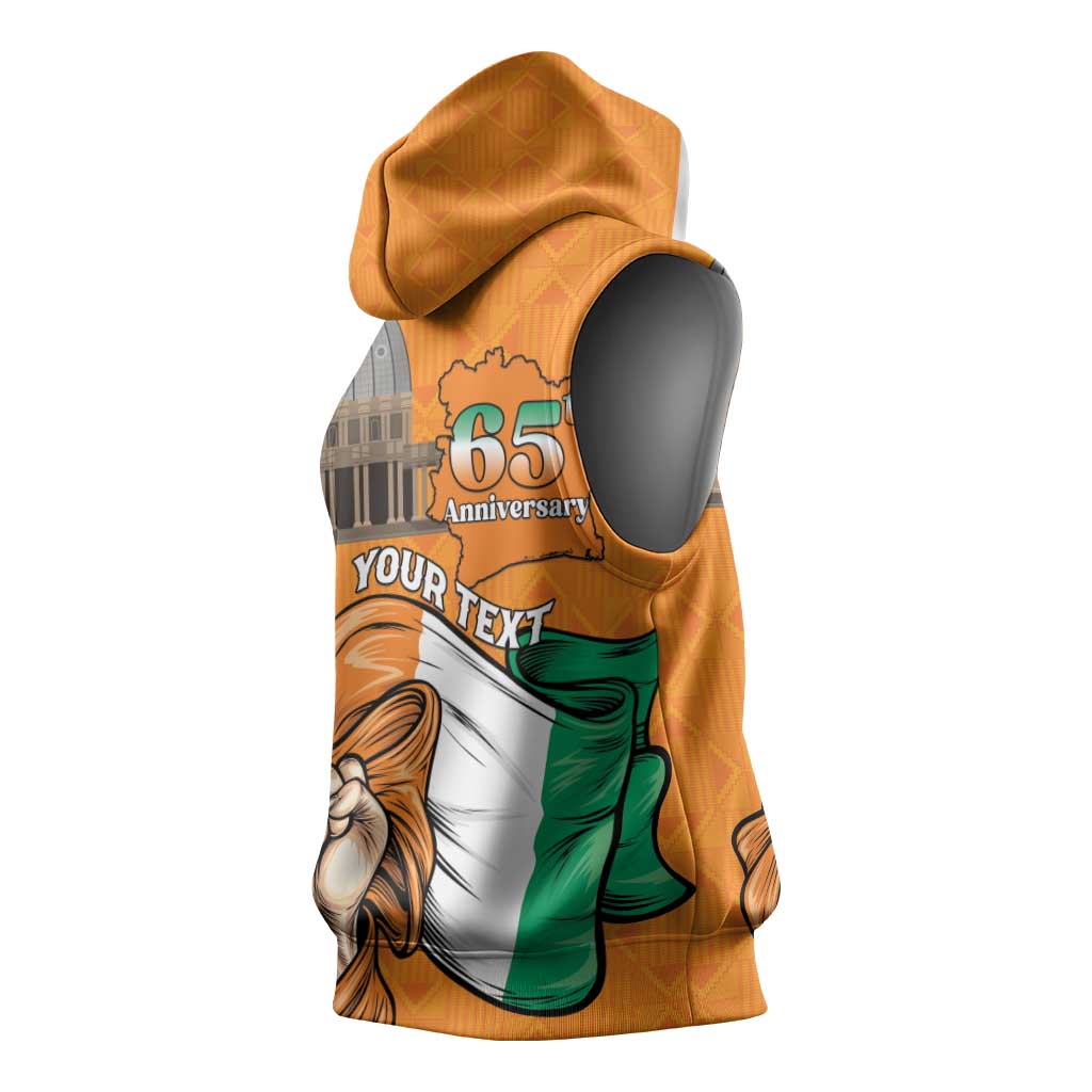 Personalised Happy Cote dIvoire Sleeveless Hoodie 65th of Independence Day - African Pride