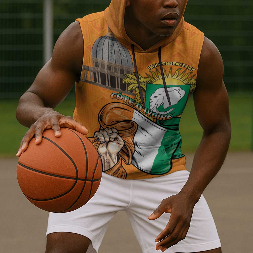 Personalised Happy Cote dIvoire Sleeveless Hoodie 65th of Independence Day - African Pride