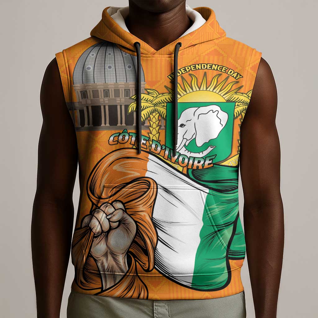 Personalised Happy Cote dIvoire Sleeveless Hoodie 65th of Independence Day - African Pride