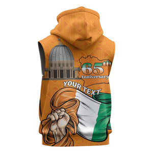Personalised Happy Cote dIvoire Sleeveless Zip Hoodie 65th of Independence Day - African Pride