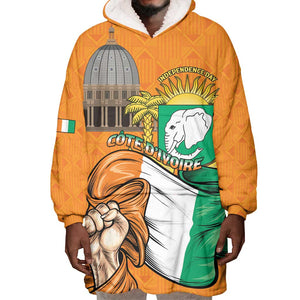 Personalised Happy Cote dIvoire Wearable Blanket Hoodie 65th of Independence Day