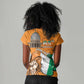 Personalised Happy Cote dIvoire Women V-Neck T-Shirt 65th of Independence Day
