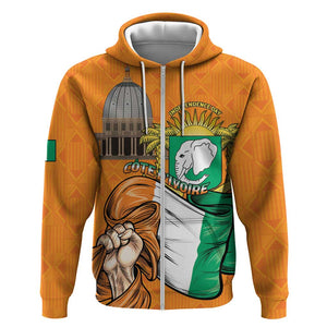 Personalised Happy Cote dIvoire Zip Hoodie 65th of Independence Day