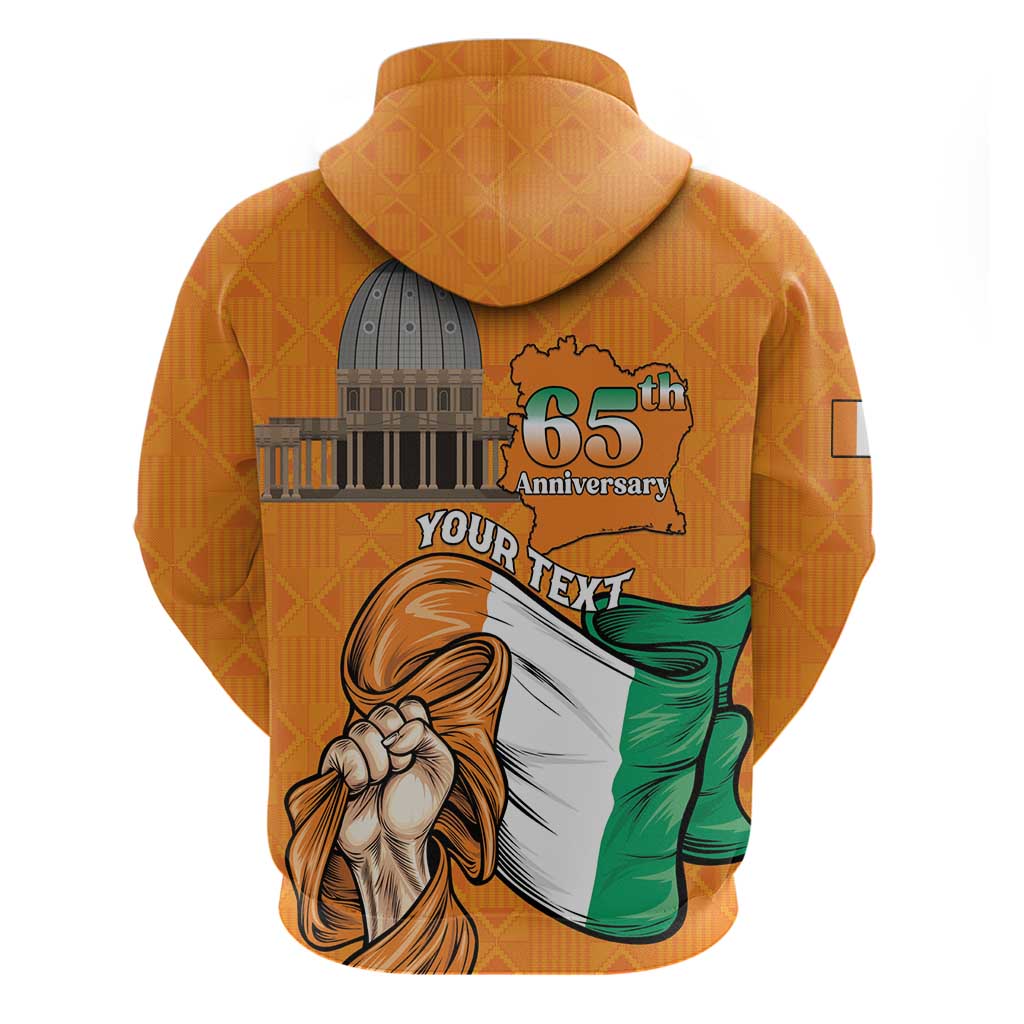 Personalised Happy Cote dIvoire Zip Hoodie 65th of Independence Day