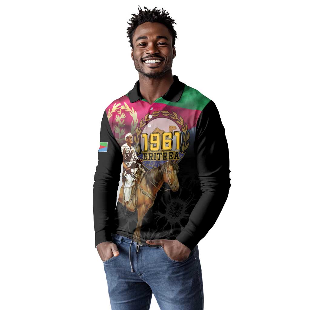 Happy Eritrea Revolution Day Long Sleeve Polo Shirt Remember Hamid Idris Awate - African Pride