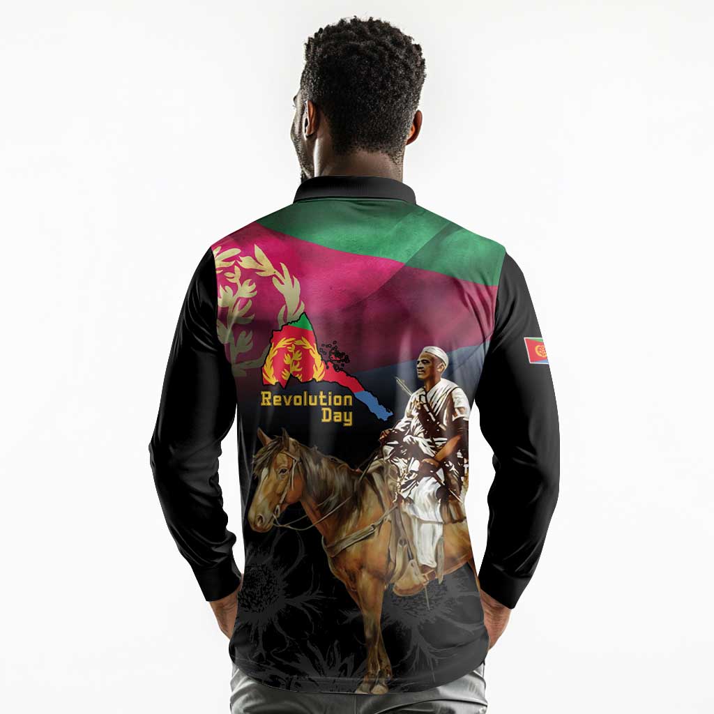 Happy Eritrea Revolution Day Long Sleeve Polo Shirt Remember Hamid Idris Awate - African Pride