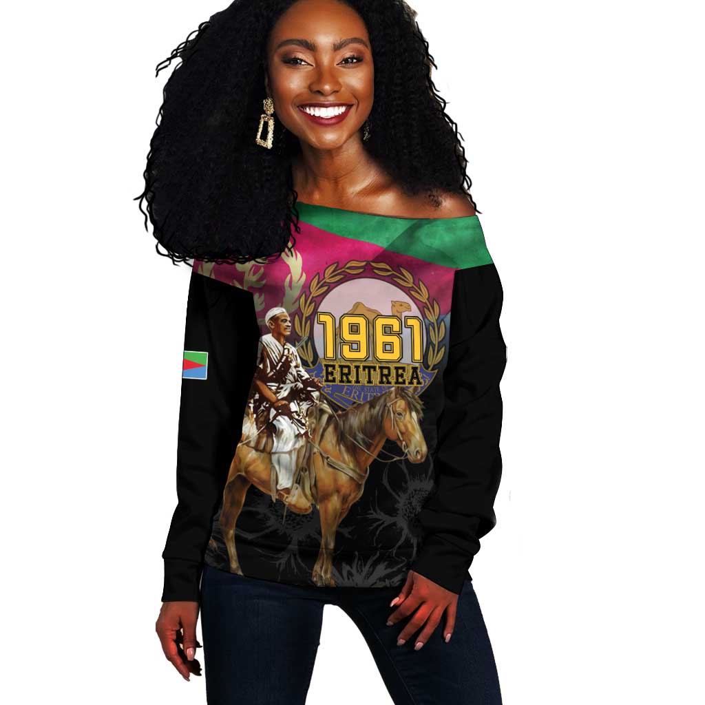Happy Eritrea Revolution Day Off Shoulder Sweater Remember Hamid Idris Awate - African Pride