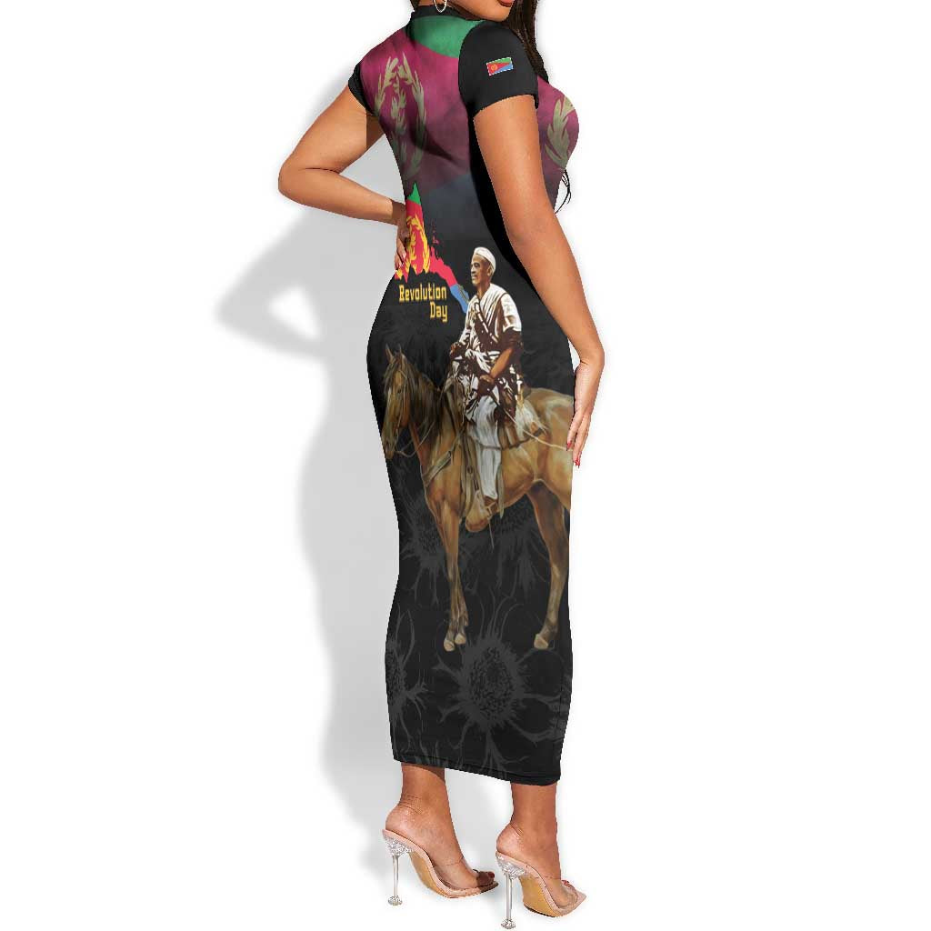 Happy Eritrea Revolution Day Short Sleeve Bodycon Dress Remember Hamid Idris Awate - African Pride