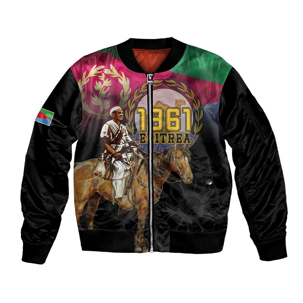 Happy Eritrea Revolution Day Sleeve Zip Bomber Jacket Remember Hamid Idris Awate - African Pride