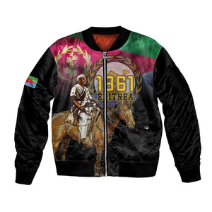 Happy Eritrea Revolution Day Sleeve Zip Bomber Jacket Remember Hamid Idris Awate - African Pride