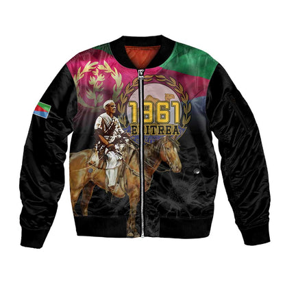 Happy Eritrea Revolution Day Sleeve Zip Bomber Jacket Remember Hamid Idris Awate - African Pride