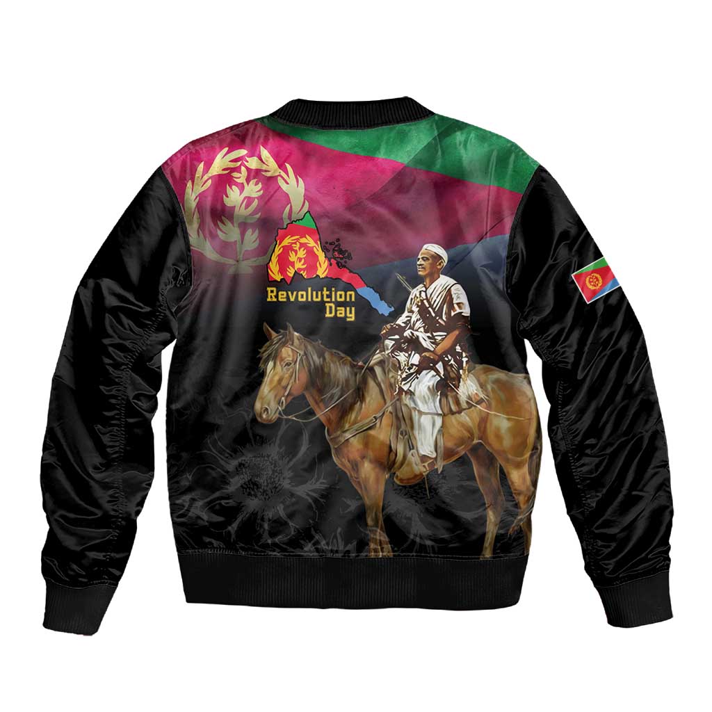 Happy Eritrea Revolution Day Sleeve Zip Bomber Jacket Remember Hamid Idris Awate - African Pride