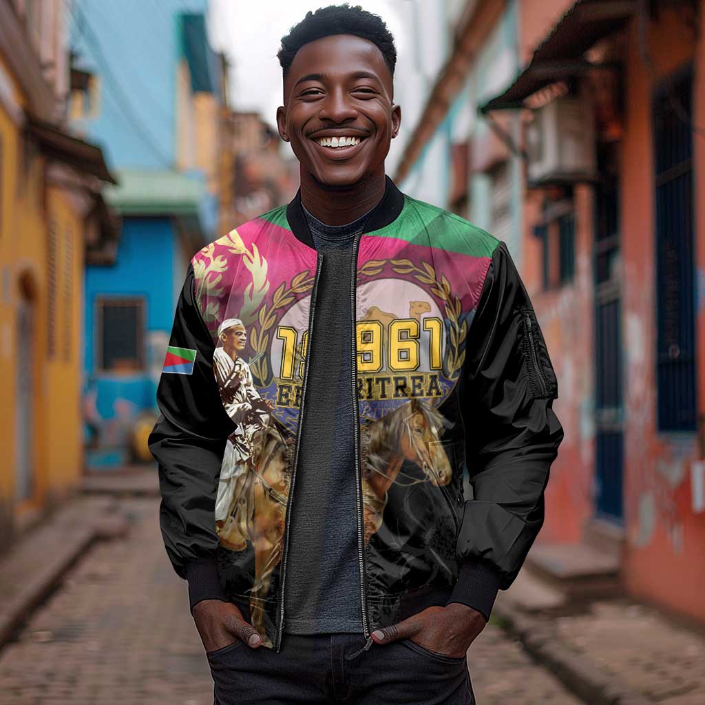 Happy Eritrea Revolution Day Sleeve Zip Bomber Jacket Remember Hamid Idris Awate - African Pride
