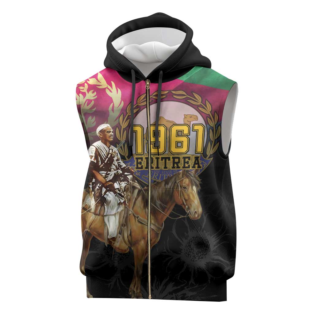 Happy Eritrea Revolution Day Sleeveless Zip Hoodie Remember Hamid Idris Awate - African Pride