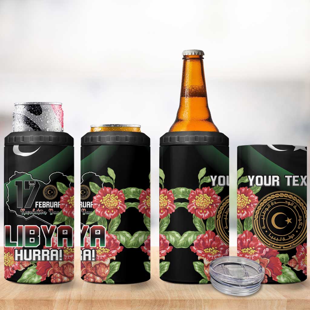 Personalized Libya 4 in 1 Can Cooler Tumbler February 17th Revolution - African Pride