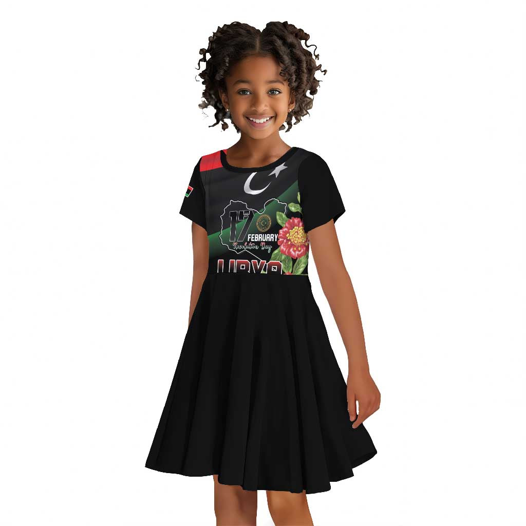 Personalized Libya Kid Short Sleeve Dress February 17th Revolution - African Pride