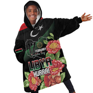 Personalized Libya Kid Wearable Blanket Hoodie February 17th Revolution - African Pride