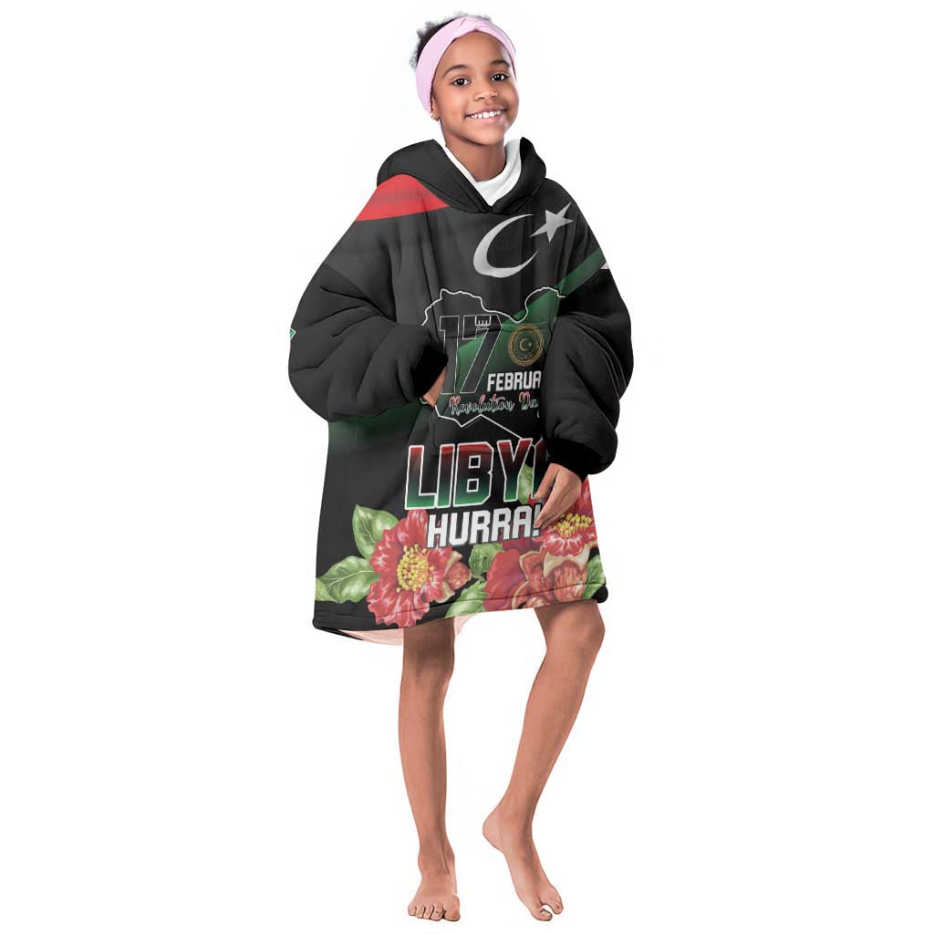 Personalized Libya Kid Wearable Blanket Hoodie February 17th Revolution - African Pride