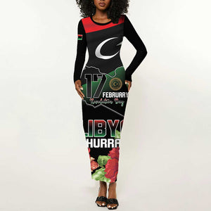 Personalized Libya Long Sleeve Bodycon Dress February 17th Revolution - African Pride
