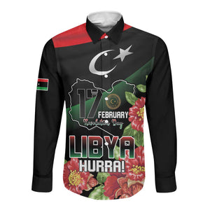 Personalized Libya Long Sleeve Button Shirt February 17th Revolution - African Pride