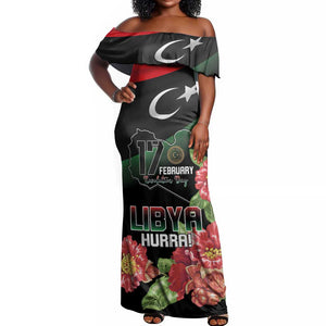 Personalized Libya Off Shoulder Maxi Dress February 17th Revolution - African Pride
