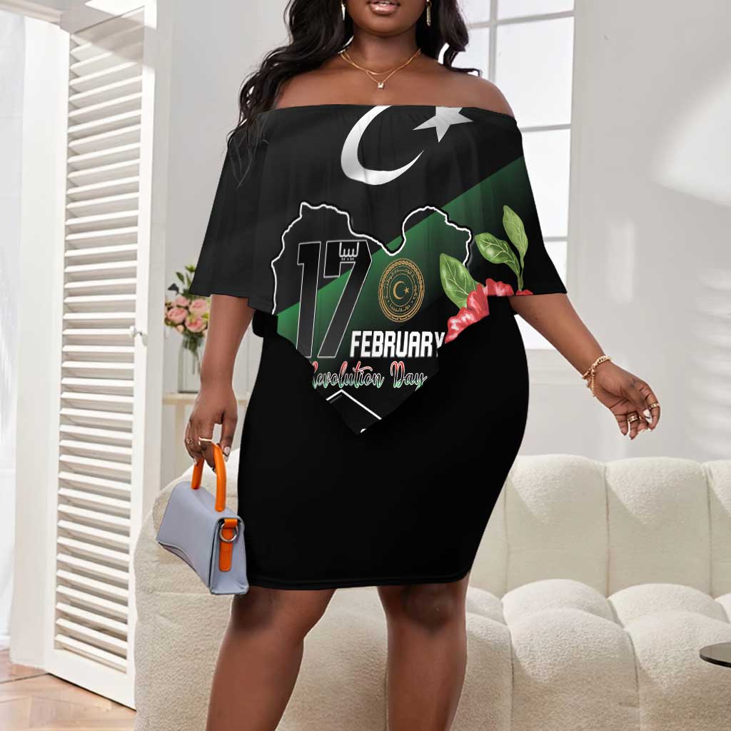 Personalized Libya Off Shoulder Short Dress February 17th Revolution - African Pride