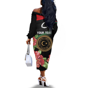 Personalized Libya Off The Shoulder Long Sleeve Dress February 17th Revolution - African Pride
