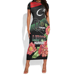 Personalized Libya Short Sleeve Bodycon Dress February 17th Revolution - African Pride