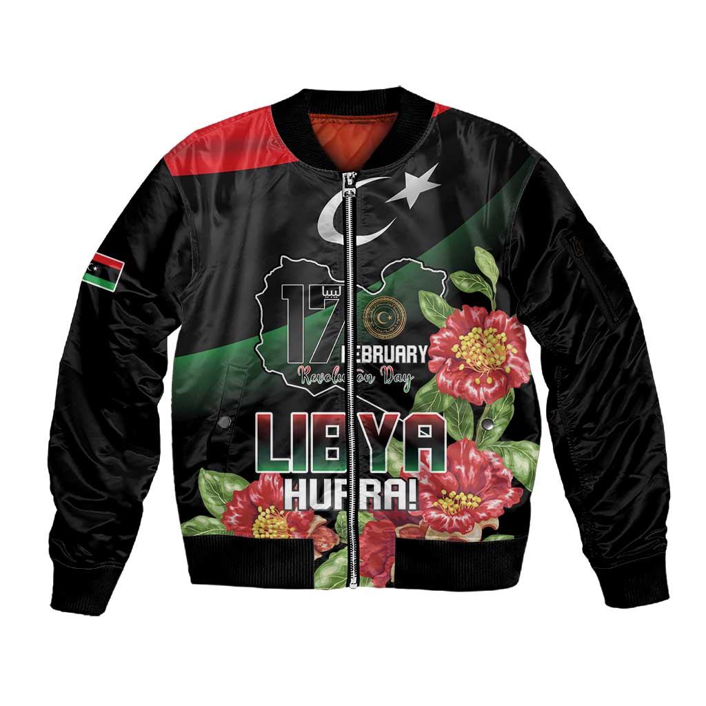 Personalized Libya Sleeve Zip Bomber Jacket February 17th Revolution - African Pride