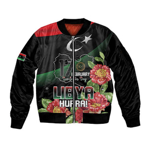 Personalized Libya Sleeve Zip Bomber Jacket February 17th Revolution - African Pride