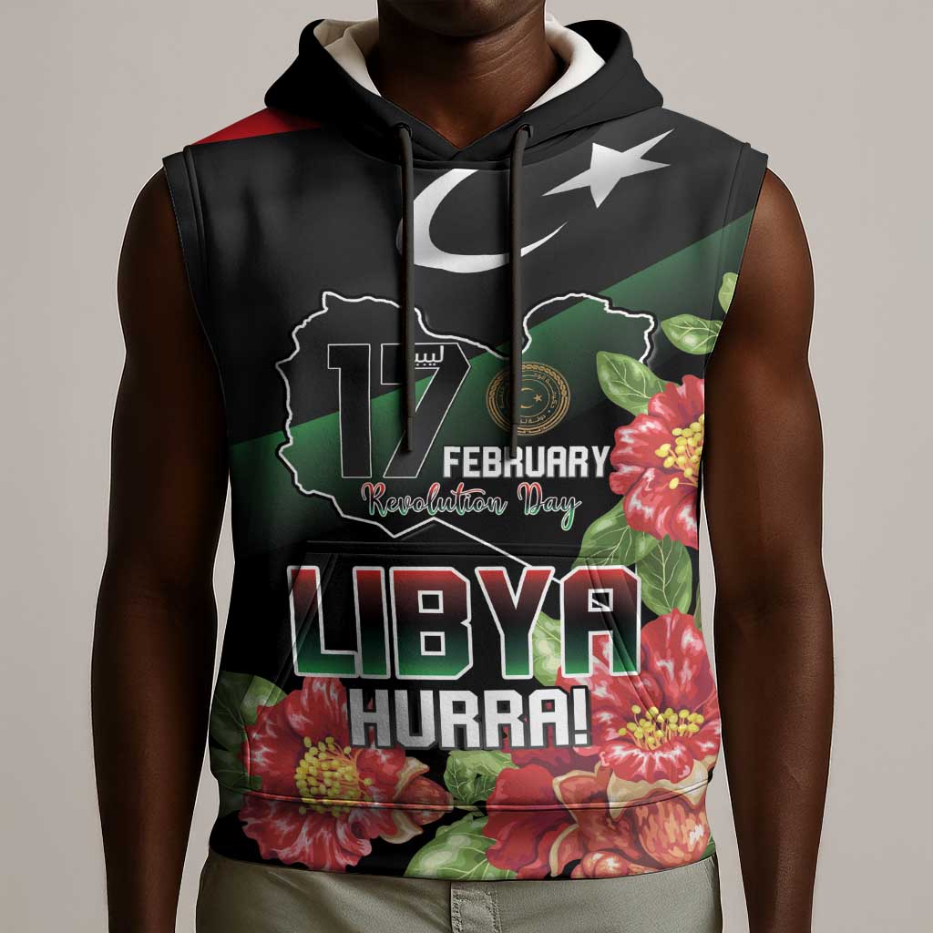 Personalized Libya Sleeveless Hoodie February 17th Revolution - African Pride