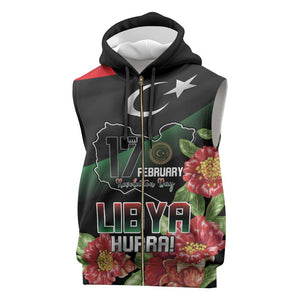 Personalized Libya Sleeveless Zip Hoodie February 17th Revolution - African Pride