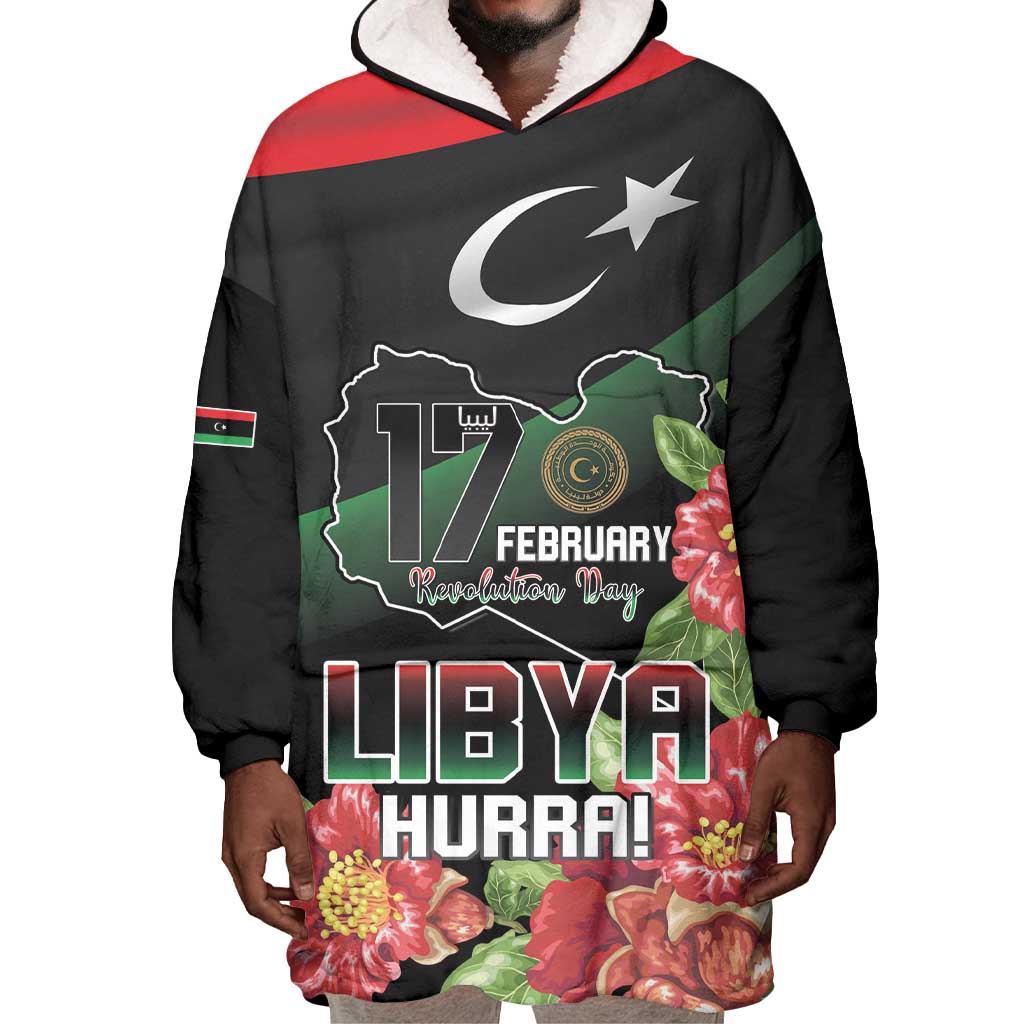 Personalized Libya Wearable Blanket Hoodie February 17th Revolution - African Pride