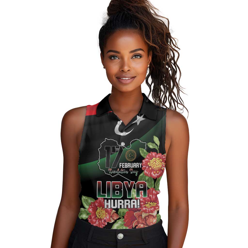 Personalized Libya Women Sleeveless Polo Shirt February 17th Revolution - African Pride