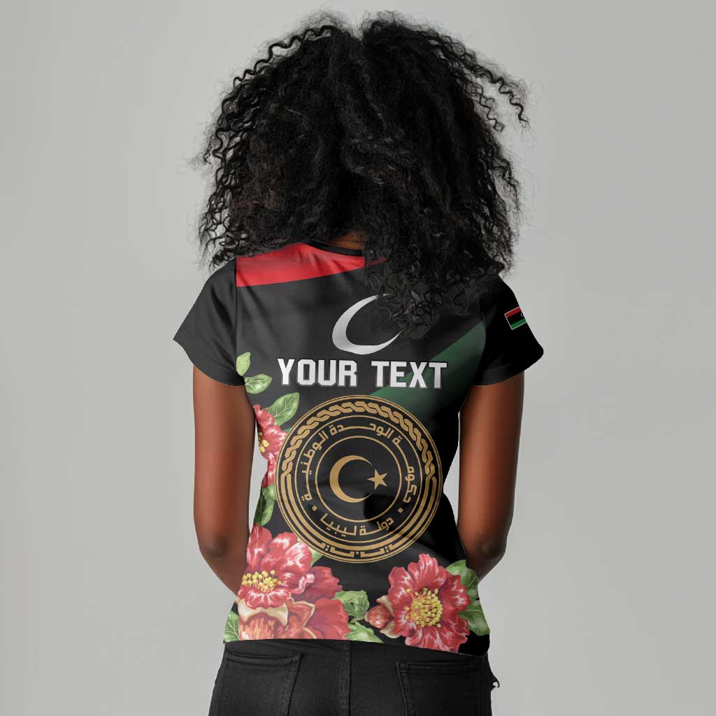 Personalized Libya Women V-Neck T-Shirt February 17th Revolution - African Pride