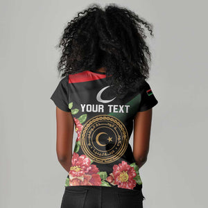 Personalized Libya Women V-Neck T-Shirt February 17th Revolution - African Pride