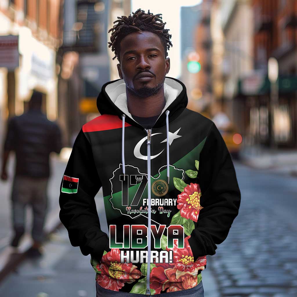 Personalized Libya Zip Hoodie February 17th Revolution - African Pride