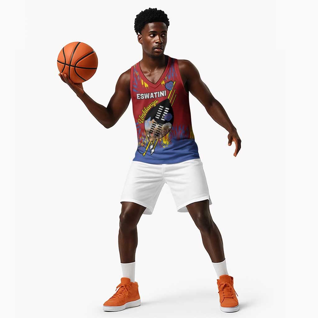 Personalized Umhlanga Reed Dance Basketball Jersey Eswatini Heritage - African Pride