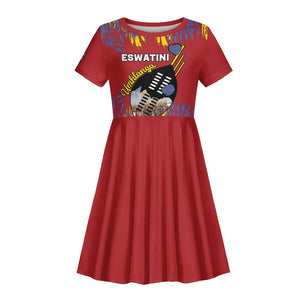 Personalized Umhlanga Reed Dance Kid Short Sleeve Dress Eswatini Heritage - African Pride