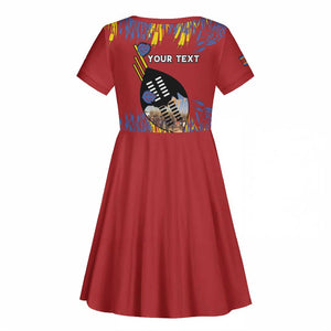 Personalized Umhlanga Reed Dance Kid Short Sleeve Dress Eswatini Heritage - African Pride