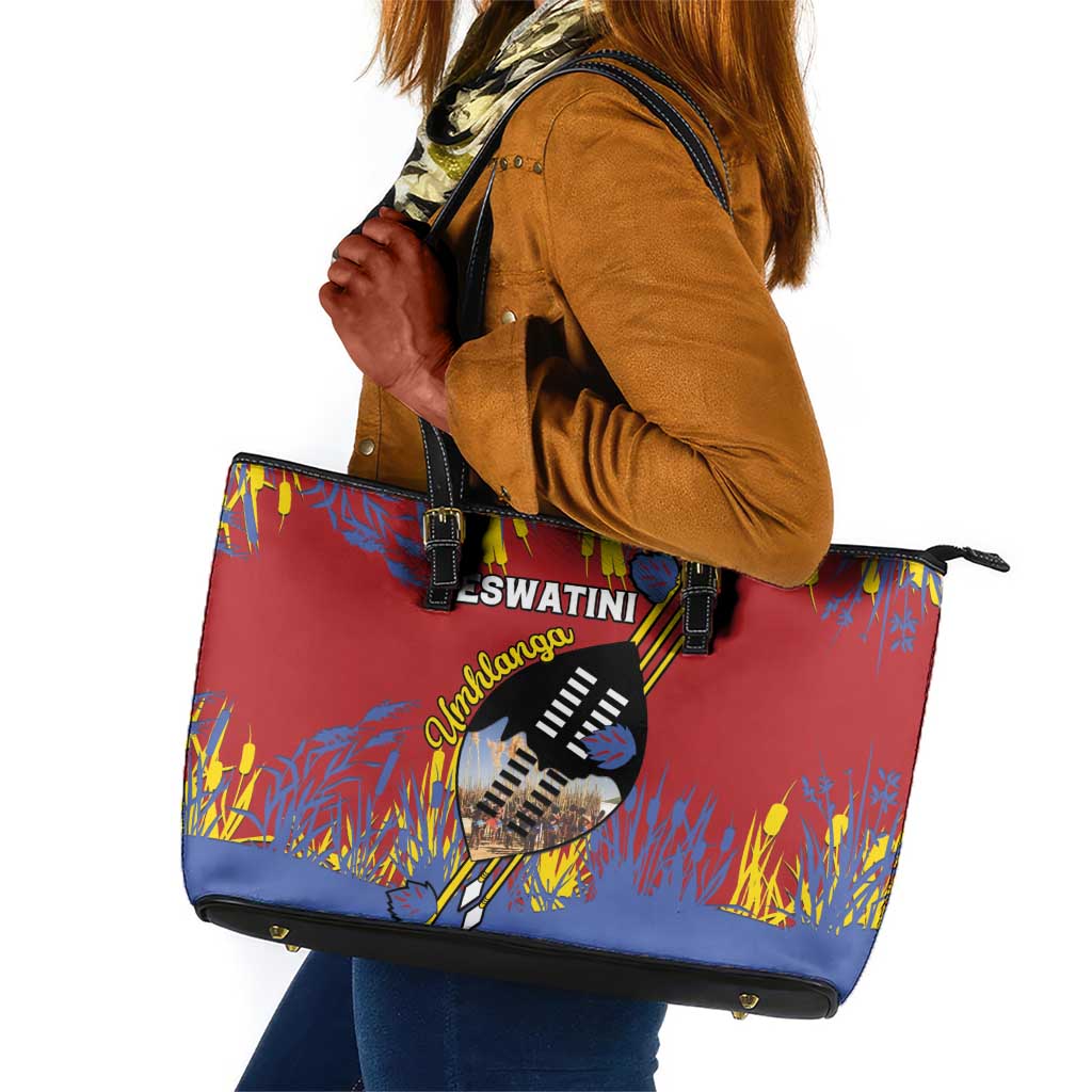 Umhlanga Reed Dance Leather Tote Bag Eswatini Heritage - African Pride