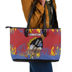 Umhlanga Reed Dance Leather Tote Bag Eswatini Heritage - African Pride