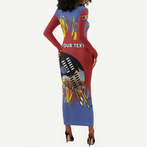 Personalized Umhlanga Reed Dance Long Sleeve Bodycon Dress Eswatini Heritage - African Pride