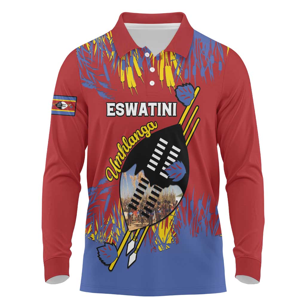 Personalized Umhlanga Reed Dance Long Sleeve Polo Shirt Eswatini Heritage - African Pride