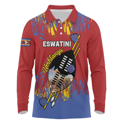 Personalized Umhlanga Reed Dance Long Sleeve Polo Shirt Eswatini Heritage - African Pride