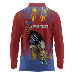 Personalized Umhlanga Reed Dance Long Sleeve Polo Shirt Eswatini Heritage - African Pride