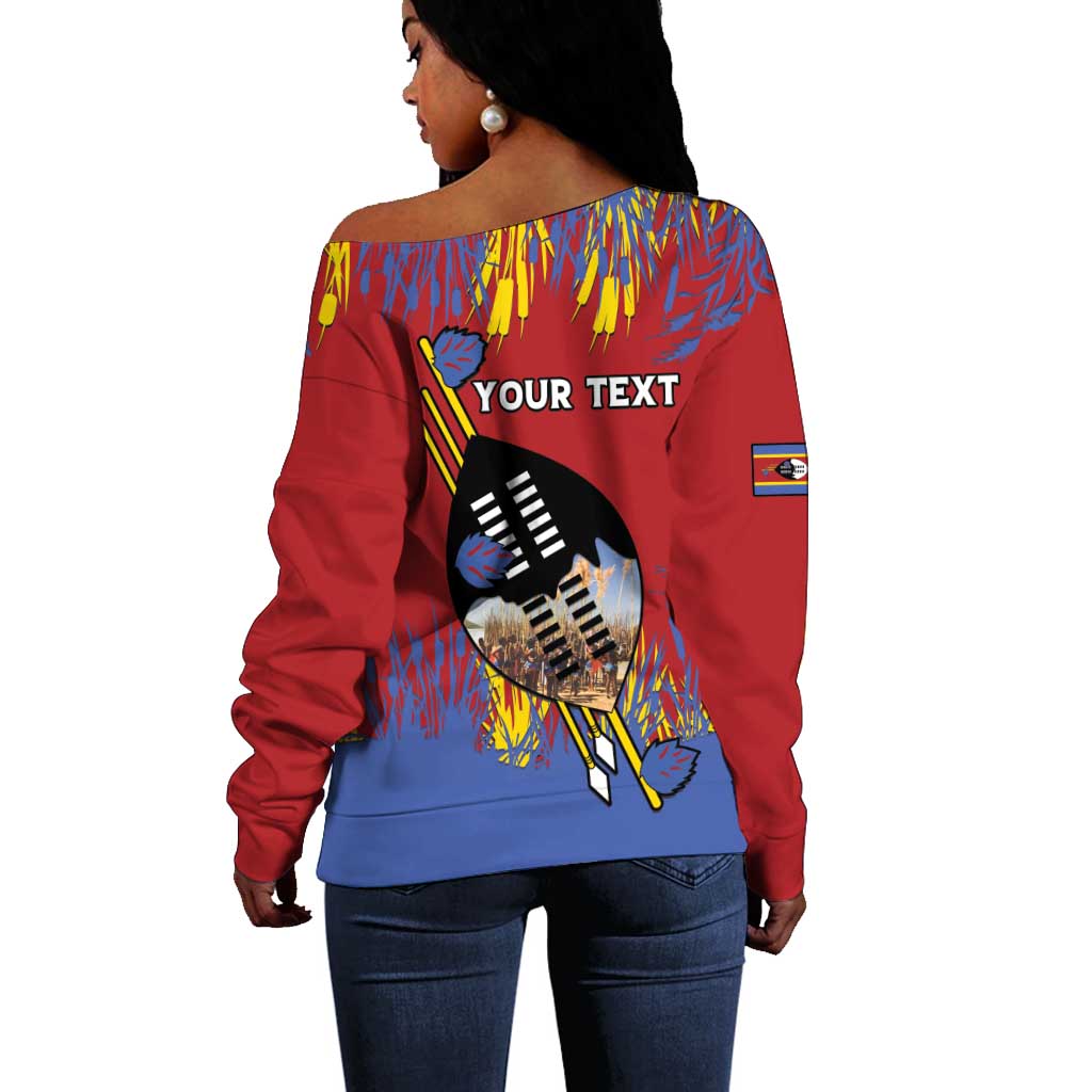 Personalized Umhlanga Reed Dance Off Shoulder Sweater Eswatini Heritage - African Pride