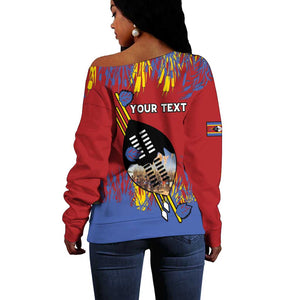 Personalized Umhlanga Reed Dance Off Shoulder Sweater Eswatini Heritage - African Pride