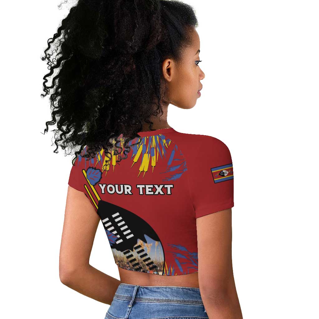 Personalized Umhlanga Reed Dance Raglan Cropped T shirt Eswatini Heritage - African Pride