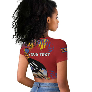Personalized Umhlanga Reed Dance Raglan Cropped T shirt Eswatini Heritage - African Pride
